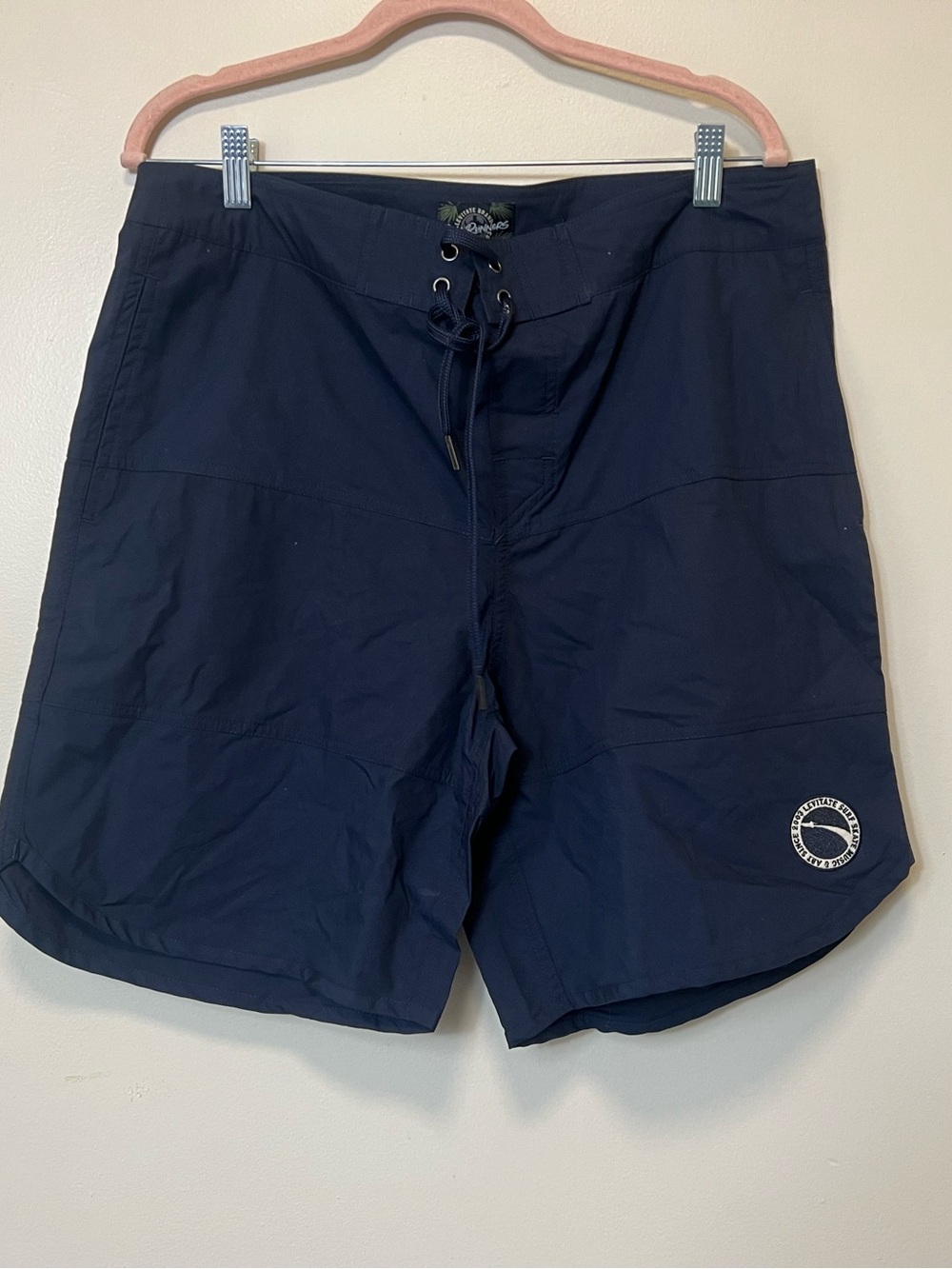Men's Navy Board Shorts with Lace-Up Waist. Size 34. NWT